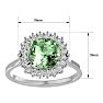 2 1/2 Carat Cushion Cut Green Amethyst and Halo Diamond Ring In 14K White Gold Image-5