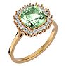 2 1/2 Carat Cushion Cut Green Amethyst and Halo Diamond Ring In 14K Yellow Gold Image-2