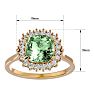 2 1/2 Carat Cushion Cut Green Amethyst and Halo Diamond Ring In 14K Yellow Gold Image-5