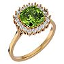 3 Carat Cushion Cut Peridot and Halo Diamond Ring In 14K Yellow Gold Image-2