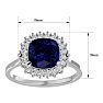 3 1/2 Carat Cushion Cut Sapphire and Halo Diamond Ring In 14K White Gold Image-5