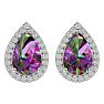2 1/3 Carat Mystic Topaz and Diamond Pear Shape Stud Earrings In 14 Karat White Gold  Image-2