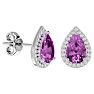 3 1/4 Carat Pink Topaz and Diamond Pear Shape Stud Earrings In 14 Karat White Gold  Image-1