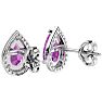 3 1/4 Carat Pink Topaz and Diamond Pear Shape Stud Earrings In 14 Karat White Gold  Image-4