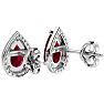 Garnet Earrings: Garnet Jewelry: 2 1/3 Carat Garnet and Diamond Pear Shape Stud Earrings In 14 Karat White Gold  Image-4