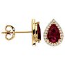 Garnet Earrings: Garnet Jewelry: 2 1/3 Carat Garnet and Diamond Pear Shape Stud Earrings In 14 Karat Yellow Gold  Image-3
