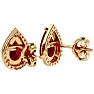 Garnet Earrings: Garnet Jewelry: 2 1/3 Carat Garnet and Diamond Pear Shape Stud Earrings In 14 Karat Yellow Gold  Image-4