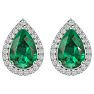2 1/2 Carat Emerald and Diamond Pear Shape Stud Earrings In 14 Karat White Gold  Image-2