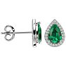 2 1/2 Carat Emerald and Diamond Pear Shape Stud Earrings In 14 Karat White Gold  Image-3
