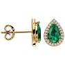 2 1/2 Carat Emerald and Diamond Pear Shape Stud Earrings In 14 Karat Yellow Gold  Image-4