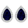 3 1/2 Carat Sapphire and Diamond Pear Shape Stud Earrings In 14 Karat White Gold  Image-2