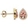 2-1/2 Carat Pear Shape Morganite Earrings with Diamond Halo In 14 Karat Yellow Gold  Image-3