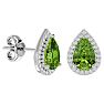 2.85 Carat Peridot and Diamond Pear Shape Stud Earrings In 14 Karat White Gold  Image-1