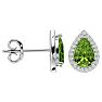 2.85 Carat Peridot and Diamond Pear Shape Stud Earrings In 14 Karat White Gold  Image-3