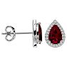3 1/3 Carat Ruby and Diamond Pear Shape Stud Earrings In 14 Karat White Gold  Image-3