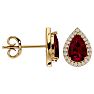 3 1/3 Carat Ruby and Diamond Pear Shape Stud Earrings In 14 Karat Yellow Gold  Image-3