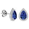2 3/4 Carat Tanzanite and Diamond Pear Shape Stud Earrings In 14 Karat White Gold  Image-1