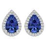 2 3/4 Carat Tanzanite and Diamond Pear Shape Stud Earrings In 14 Karat White Gold  Image-2