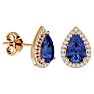 2 3/4 Carat Tanzanite and Diamond Pear Shape Stud Earrings In 14 Karat Yellow Gold  Image-1
