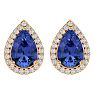2 3/4 Carat Tanzanite and Diamond Pear Shape Stud Earrings In 14 Karat Yellow Gold  Image-2