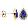 2 3/4 Carat Tanzanite and Diamond Pear Shape Stud Earrings In 14 Karat Yellow Gold  Image-3