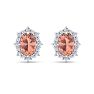 2 Carat Oval Shape Morganite Earrings with Diamond Halo In 14K White Gold Image-2
