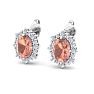 2 Carat Oval Shape Morganite Earrings with Diamond Halo In 14K White Gold Image-3