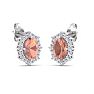 2 Carat Oval Shape Morganite Earrings with Diamond Halo In 14K White Gold Image-4