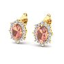 2 Carat Oval Shape Morganite Earrings with Diamond Halo In 14K Yellow Gold Image-3