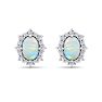 2 Carat Oval Shape Opal and Diamond Earrings In 14K White Gold Image-2