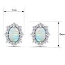 2 Carat Oval Shape Opal and Diamond Earrings In 14K White Gold Image-5
