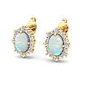 2 Carat Oval Shape Opal and Diamond Earrings In 14K Yellow Gold Image-3