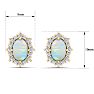 2 Carat Oval Shape Opal and Diamond Earrings In 14K Yellow Gold Image-5