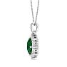 1-1/3 Carat Oval Shape Emerald Necklaces With Diamond Halo In 14 Karat White Gold, 18 Inch Chain Image-3