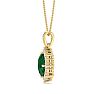 1-1/3 Carat Oval Shape Emerald Necklaces With Diamond Halo In 14 Karat Yellow Gold, 18 Inch Chain Image-3