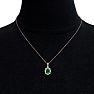 1-1/3 Carat Oval Shape Emerald Necklaces With Diamond Halo In 14 Karat Rose Gold, 18 Inch Chain Image-6