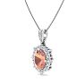 1-1/3 Carat Oval Shape Morganite Necklace With Fancy Diamond Halo In 14K White Gold With 18 Inch Chain Image-2