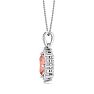 1-1/3 Carat Oval Shape Morganite Necklace With Fancy Diamond Halo In 14K White Gold With 18 Inch Chain Image-3