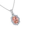 1-1/3 Carat Oval Shape Morganite Necklace With Fancy Diamond Halo In 14K White Gold With 18 Inch Chain Image-4