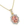 1-1/3 Carat Oval Shape Morganite Necklace With Fancy Diamond Halo In 14K Yellow Gold With 18 Inch Chain Image-4