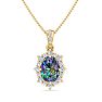 1-3/4 Carat Oval Shape Mystic Topaz Necklace With Diamond Halo In 14 Karat Yellow Gold, 18 Inches Image-1