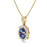 1-3/4 Carat Oval Shape Mystic Topaz Necklace With Diamond Halo In 14 Karat Yellow Gold, 18 Inches Image-2