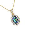 1-3/4 Carat Oval Shape Mystic Topaz Necklace With Diamond Halo In 14 Karat Yellow Gold, 18 Inches Image-4