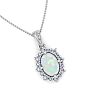 1-1/3 Carat Oval Shape Opal and Diamond Necklace In 14K White Gold Image-4