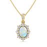 1-1/3 Carat Oval Shape Opal and Diamond Necklace In 14K Yellow Gold Image-1