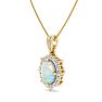 1-1/3 Carat Oval Shape Opal and Diamond Necklace In 14K Yellow Gold Image-2