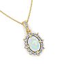 1-1/3 Carat Oval Shape Opal and Diamond Necklace In 14K Yellow Gold Image-4