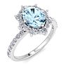 Aquamarine Ring: 1 1/2 Carat Aquamarine and Diamond Ring Image-2