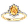 Citrine Ring: 1 1/2 Carat Citrine and Diamond Ring Image-1