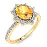 Citrine Ring: 1 1/2 Carat Citrine and Diamond Ring Image-2